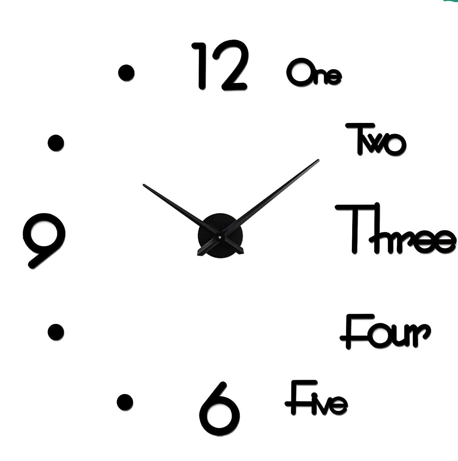 DIY 3D Wall Clock – Large Frameless Mirror Wall Clock Kit with Numbers and Words, Silent Quartz Movement, Acrylic Decorative Wall Watch for Home, Living Room, Bedroom(Black) (DIY_D3)-image-28