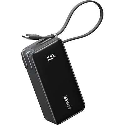 Anker Power Bank (10000mAh, Fusion, Built-In USB-C ケーブル) (10000mAh 30W出力モバイルバッテリ …