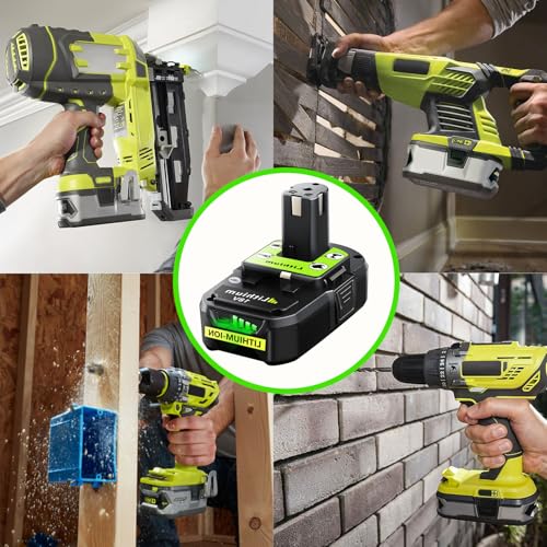 Image of Replacement for Ryobi 18V Battery: 18V 4.0Ah Lithium-ion Compatible with Ryobi P102 P103 P105 P107 P108 P109 P122 Cordless Power Tools 2 Pack