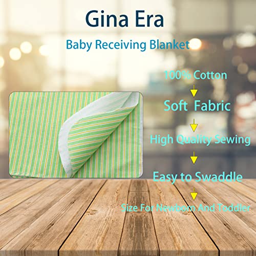 Image of Gina Era Flannel Receiving Blankets, Baby Swaddle Blankets 100% Cotton 4 Pcs One Size 30 X 30 Inch for Baby Boy or Baby Girl (Style6)