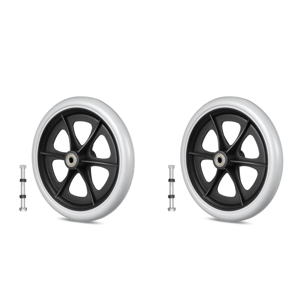 VILLCASE 2 ruedas de repuesto con tornillos para sillas de ruedas, ruedas de repuesto de 8 pulgadas para ruedas de silla de ruedas, repuesto de ruedas de goma, accesorios profesionales para sillas de