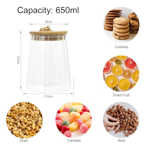 GLIBBUL Tea Coffee Sugar Canisters Glass Jars with Bamboo Lids Food Storage Containers for Cookie Pasta Salad Spaghetti Spice Meal Prep Kitchen Pantry Organization (3) - Image 4
