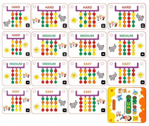 Image of Khasala Brothers Learning Toys Slide Puzzle Color & Pattern Matching Brain Teasers Logic Game, Montessori Puzzle Game,Preschool Educational Wooden Toys for Kids (Blue)