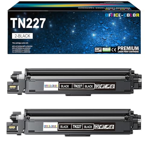 Image of TN227 Black High Yield Toner Cartridge for Brother TN227BK, 2-Pack | Replacement for Brother TN 227BK, Compatible with HL-L3270CDW HL-L3230CDW HL-L3210CW MFC-L3710CDW HL-L3290CDW Printer