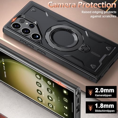 Image of for Samsung Galaxy S23 Ultra Case Magnetic with stand, with Mag-Safe, with Screen Protector, Wireless Charging, Shockproof for Samsung S23 Ultra 5G Phone Case, Ring Holder Cove, for Samsung S23 Ultra