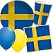 Produktbild DH-Konzept/CARPETA 37-TLG. Party-Set * SCHWEDEN * mit Pappteller + Servietten + Pappbecher + Luftballons für Kindergeburtstag // Teller Becher Servietten Party Geschirr Deko Geburtstag Mottoparty