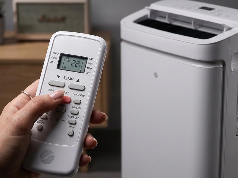 Remote control for the Ströme Cooler 12 Portable Air Conditioner.