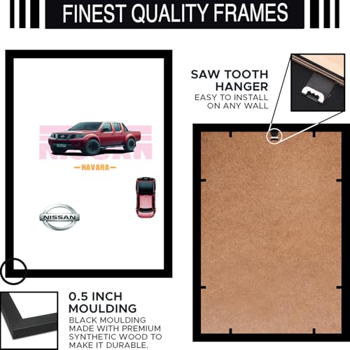Image of BLINKART Nissan Hardbody D21 CarFramed Posters Gift Items Boys Room Wall Decoration Bedroom Office Studio Synthetic Wood Frame & Acrylic Glass Ready to Hang - 12x8 Inch, (A4 Size) - CAR-068