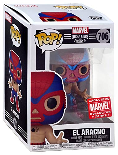 Funko Pop! Marvel Collector Corps Exclusivo Lucha Libre #706 Metallic El Aracno W/Free Acrylic Case