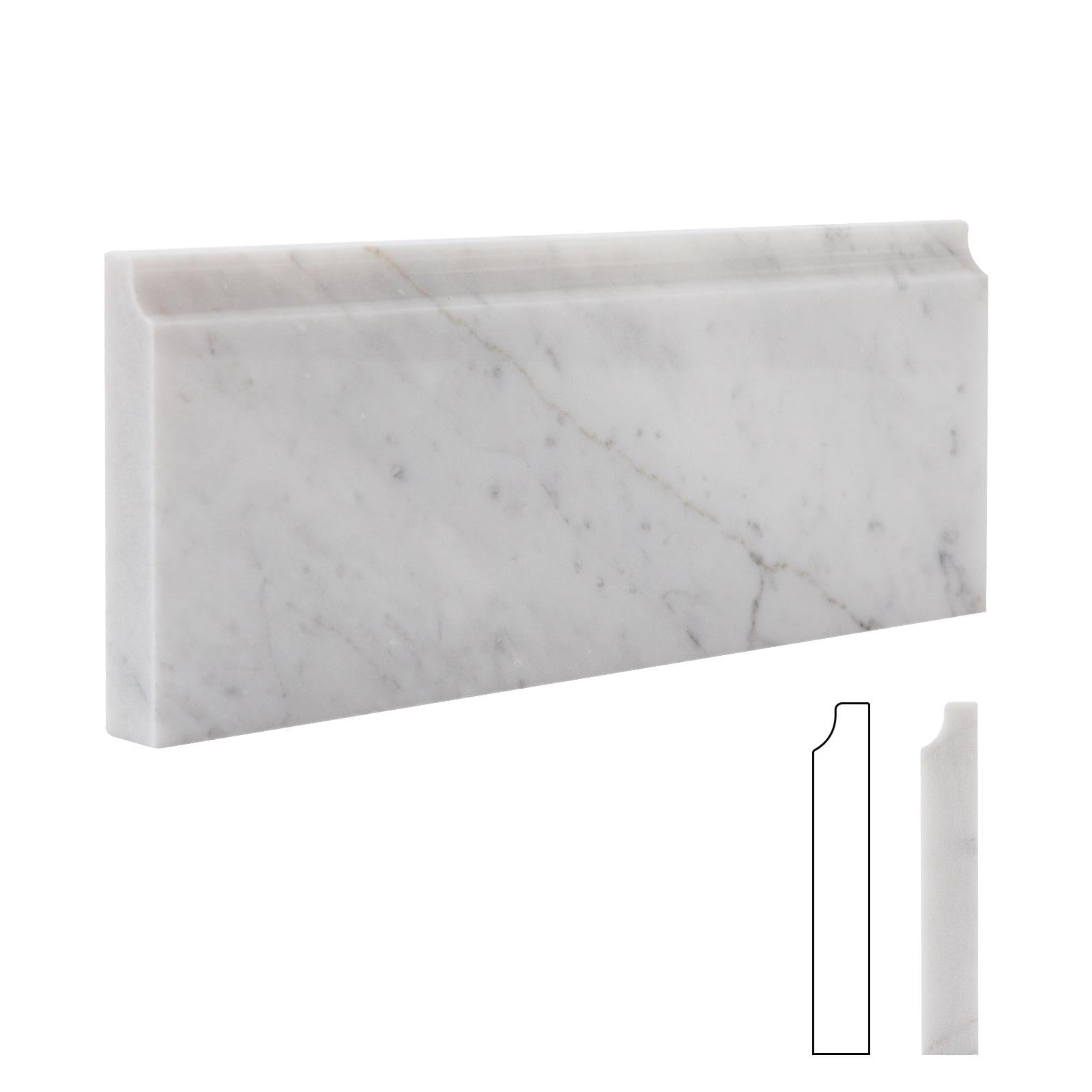 Photo 1 of Adolif 4 Pcs Carrara White Marble Baseboard Trim Molding, Polished