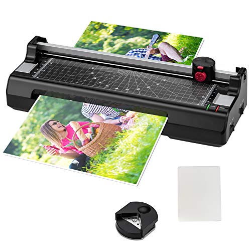 Goplus Laminator Machine, A4 Thermal Laminating Machine with 25 Pouches, Paper Trimmer, Corner Rounder, 9 Inches Personal Laminator for Home School Office, Small Hot Cold Lamination Machine