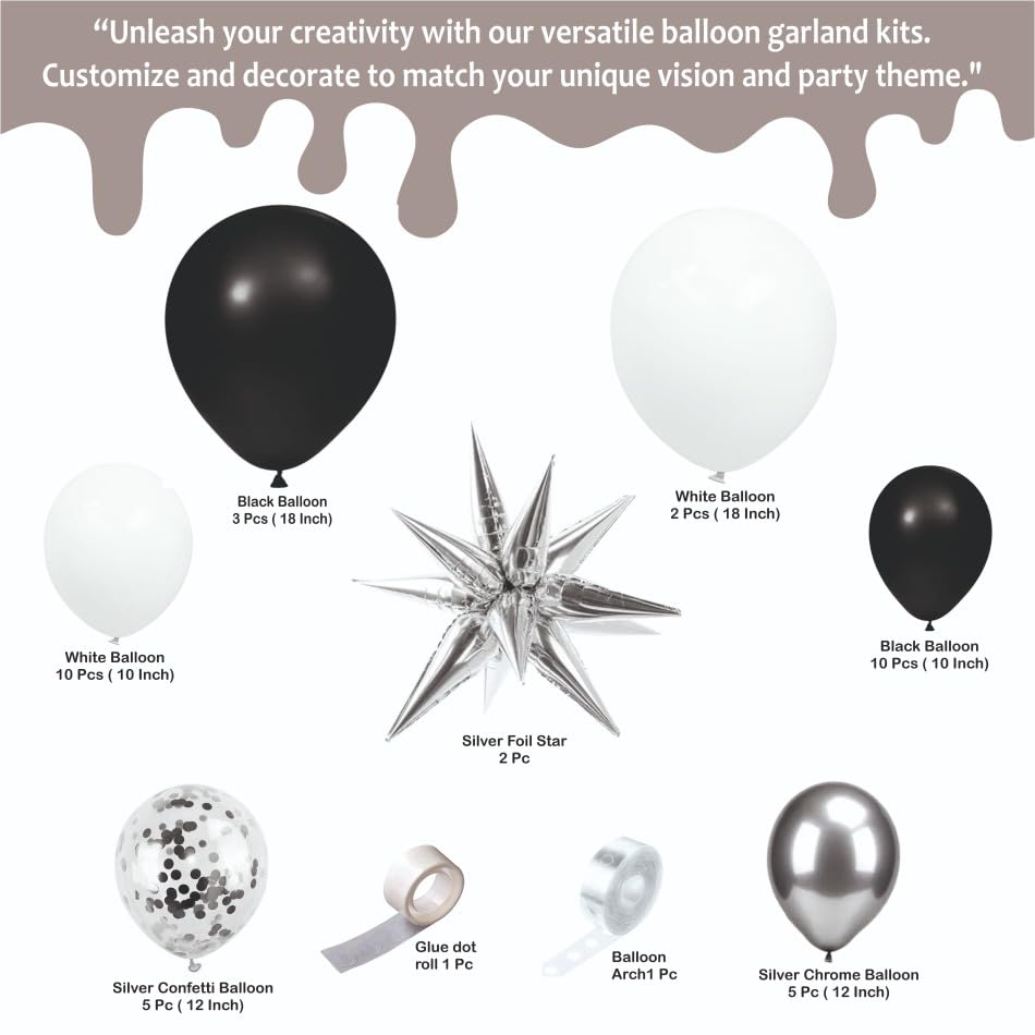 Image of Beige Balloon Decoration Kit - 39 Pcs Black & Silver Balloon for Birthday, Weddings, Anniversary & New Year Events Garland Set | Birthday Decoration Items for Kids & Adults