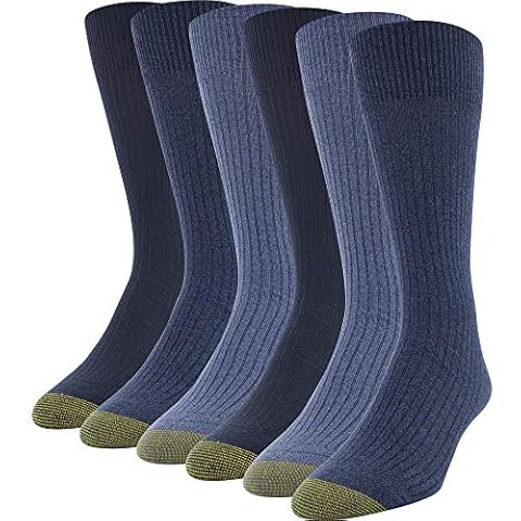 GOLDTOE Men's Stanton Crew Socks, Multipairs, Chambray/Denim (6-Pairs), Large Cover