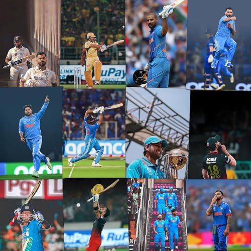Image of Wallgasm Cricket Collage Kit - Set of 54, 4 x 6 Inches Posters | Poster Set For Room, Wall Art for Bedroom, Gym, Office (Cricket)