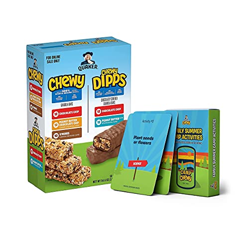 Quaker Chewy Granola Bars, Chewy & Dipps Variety Pack with Chewy Activity Card Sets
