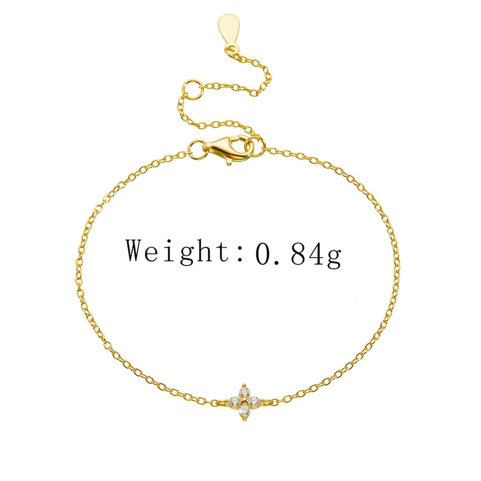 Vierblättriges Kleeblatt Armreif für Damen mit Diamant, 14K Gold Armband für Sie, 9K/14K/18K Gelbgold