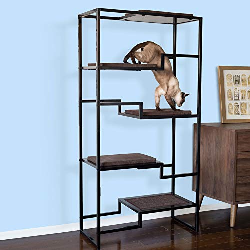 THE REFINED FELINE 62 Inch Tall Metropolitan Cat Condo, Black Metal Frame Cat Tower, Multi-Level Modern Cat Tree for… - Image 6