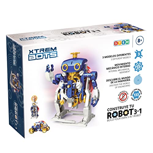 Xtrem Bots - Construye tu Robot para Montar 3 En 1 | Kit Robotica | Robotica Niños 8 Años O Más | Robots para Niños Educativo Stem | Robot Niño | 133 Piezas