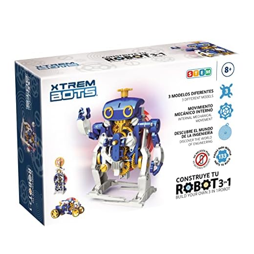 Xtrem Bots - Construye tu Robot para Montar 3 En 1 | Kit Robotica | Robotica Niños 8 Años O Más | Robots para Niños Educativo Stem | Robot Niño | 133 Piezas