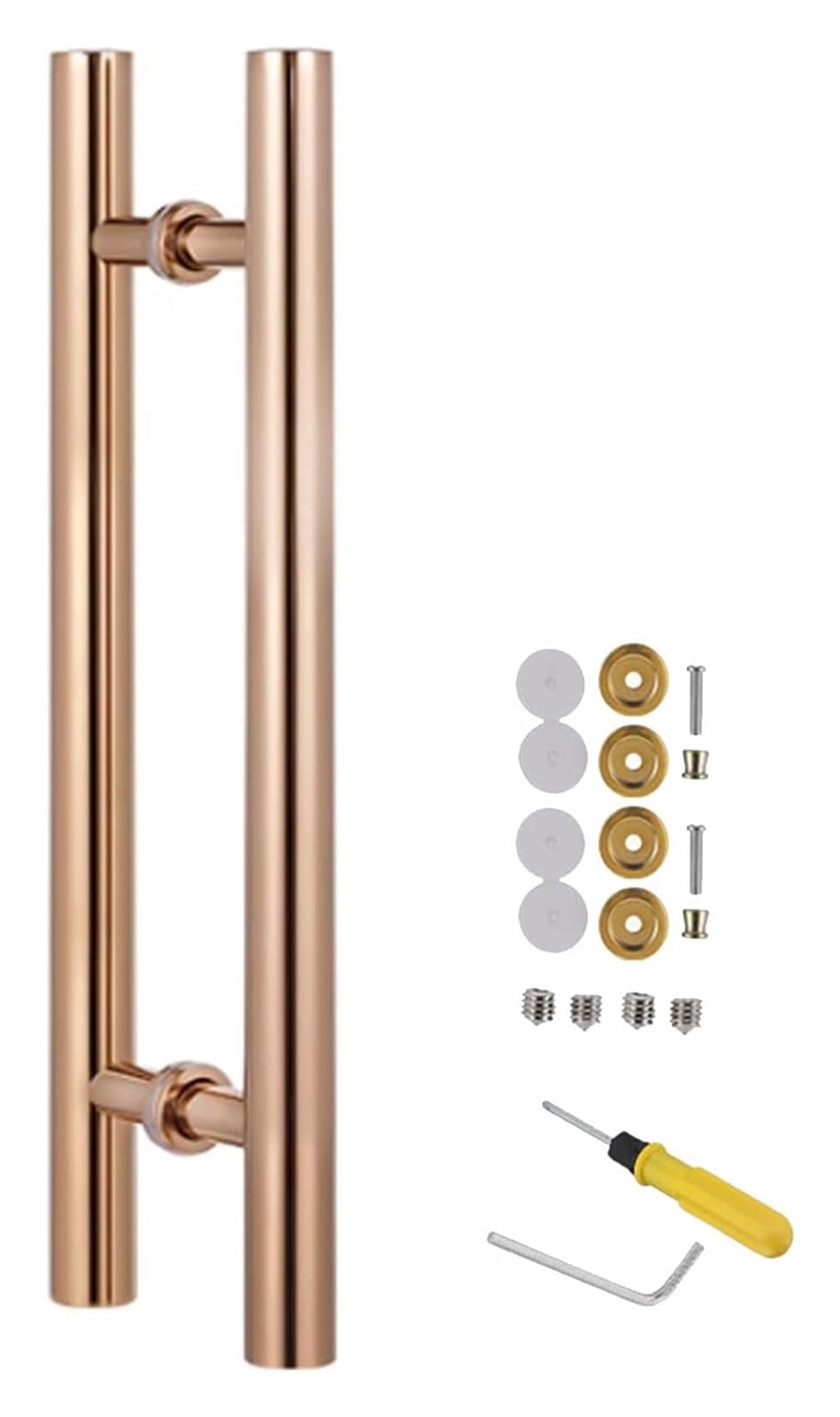 BHGFYXBS Push Pull Door Handle Modern Barn Door Handle With Mounting Kit, H Shape Shower Glass Sliding Barn Door Interior Exterior Pull,Rose Gold-Length 80Cm(31.5Inch),Rose Gold-Length 80cm(31.5inch)