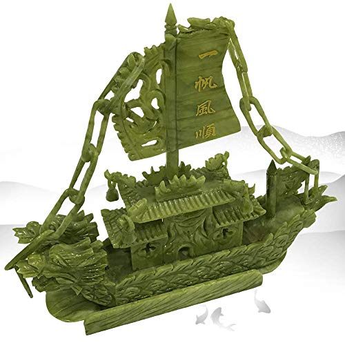 Statues et Figurines Jade Vert Sculpture Bateau Dragon Décorations Intérieur - 7