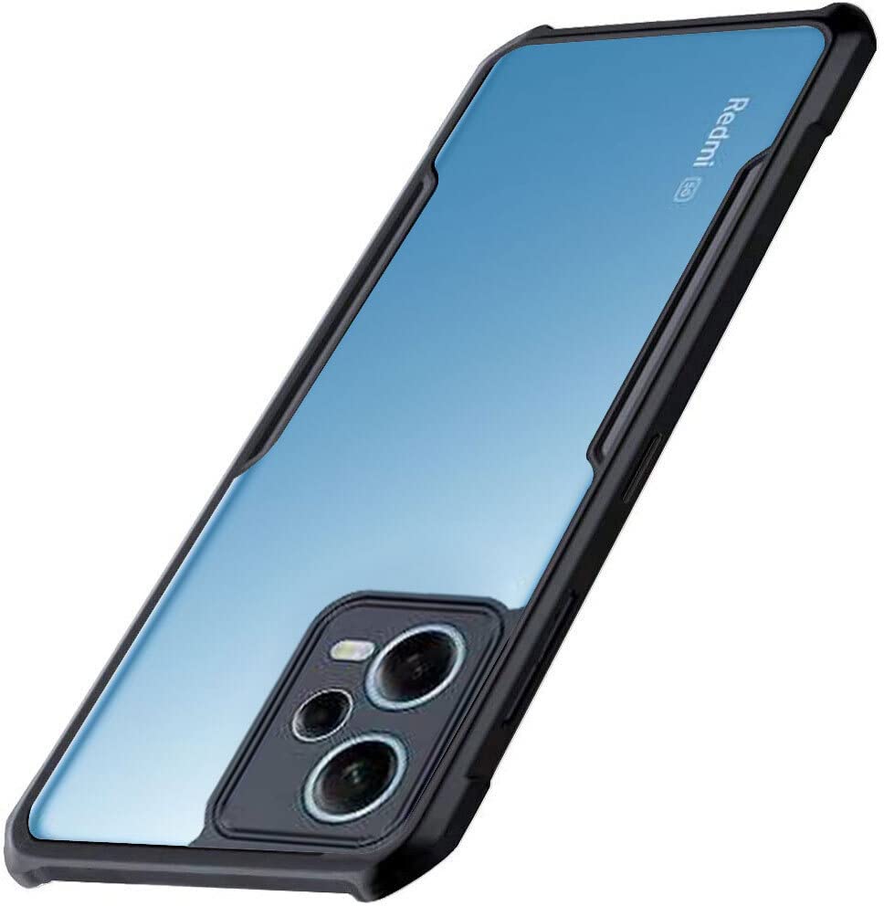 Image of A rtistque Clear Hard Transparent Acrylic Armor Anti-Drop Shockproof TPU Edge Back Cover Case for Redmi Note 12 Pro 5G - Black