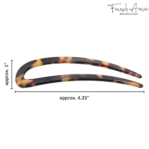 Miniatura 9 de French Amie Slick Ivory - Pin de pelo hecho a mano con acetato de celulosa en U (marfil)