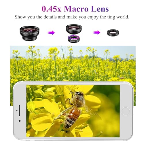 SagTuol 2-in-1 Universal Handy Kamera objektiv, Handy objektiv, 12,5-Fach Makro Objektiv Handy für iPhone, 0,45-faches Weitwinkelobjektiv, für die meisten Smartphones