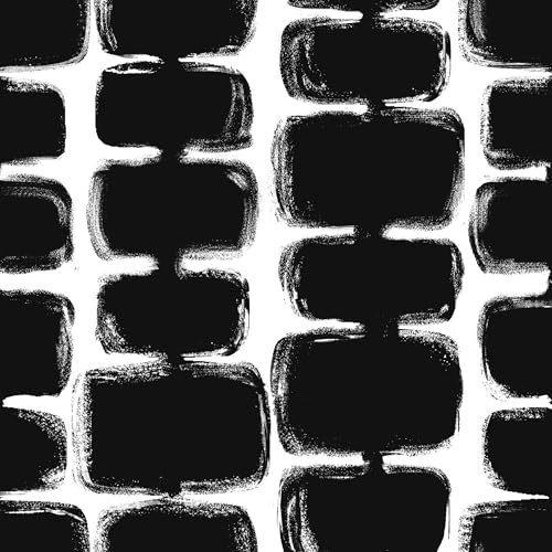 Safiyya Peel and Stick Wallpaper Black and White Contact Paper Mid Century Modern Abstract Geometric Wall Paper Self Adhesive Removable Wallpaper for Bathroom and Bedroom Vinyl 17.3x78.7