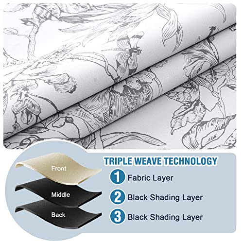 H.versailtex 100% Blackout Curtains For Living Room Camellia Floral Blackout Curtains 63 Inches Long Light Blocking Window Treatment Curtains With Black Liner Grommet Thermal Drapes, 2 Panels, Grey #TOP4