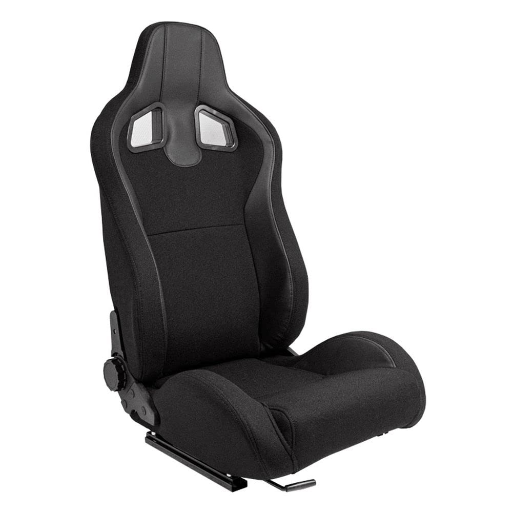 AUTOSTYLE Sedile Sportivo 'MR' - Finta pelle Nero + Tessuto Pine Nero - reclinabile doppia regolazione - incl. Slitte