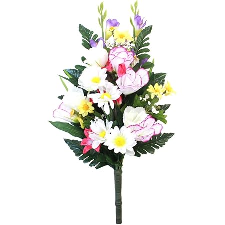 Amazon 山久 造花 グラジオラス と トルコキキョウ の花束 一本 仏様のお供えに 仏花 0808 5972 S Ct触媒加工 シルクフラワー 造花 オンライン通販