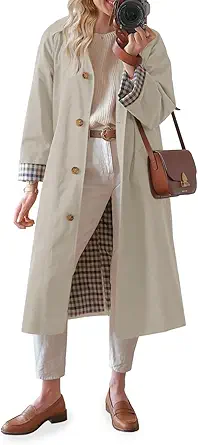 Women's Long Trench Coat - Oversized, Windproof, Single Breasted