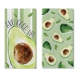 Uruney AVO Good Day Avocado Kitchen Dish Towels Set of 2, Green Fruit Drying Hand Towels Baking Cooking Cloth, Spring Summer Home Kitchen Decoration 18 x 26 Inch