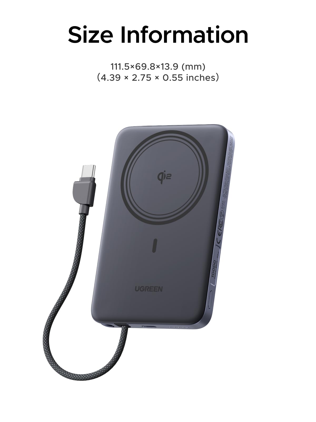 UGREEN MagFlow Air Qi2 15W Ultradelgado Power Bank 10000mAh PD 30W (Gris) | Batería Externa Magnético Inalámbrico Carga Rápida USB C 30W Compatible con Magsafe iPhone 17 16 15 14 13 12 Air Plus Pro Max