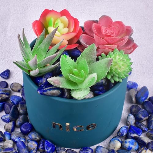 Image of Polished Lapis Lazuli Crystal Bulk - 0.5 inch Colorful Tumbled Stone Chips Rocks, 10 oz Crushed Sea Glass Vase Filler Small Stones for Healing, Reiki, Crafting, Home Decor
