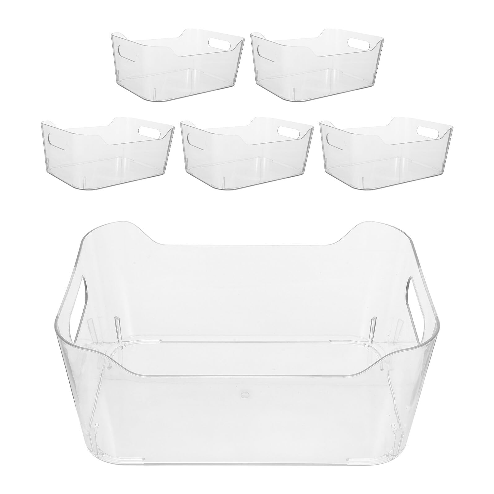 6 Piezas Contenedor Organizador de Plástico Transparente Mediano 24,5x10,5x17 Cm para Nevera, Almacenamiento Multifuncional para Cocina, Baño y Despensa, Resistente a Temperaturas