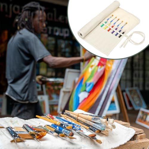 Image of YOKIVE Color Pencil Organizer, Painting Brush Holder Artist Roll Art Craft Supplies Bag for Marker Outdoor Travel Organizing, 30 Slots, White