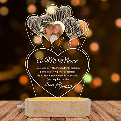 iDIY Lampara Personalizada con Tu Foto - Regalos para Tu Madre, Lampara 3D Personalizada, Regalo Personalizado del Día de la Madre Aniversarios y Cumpleaños Decoración Hogareña Cover