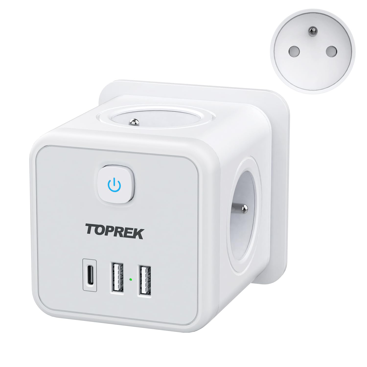 Cube Multiprise Usb Secteur, Prise Multiple Avec 3 Prises Et 3 Ports