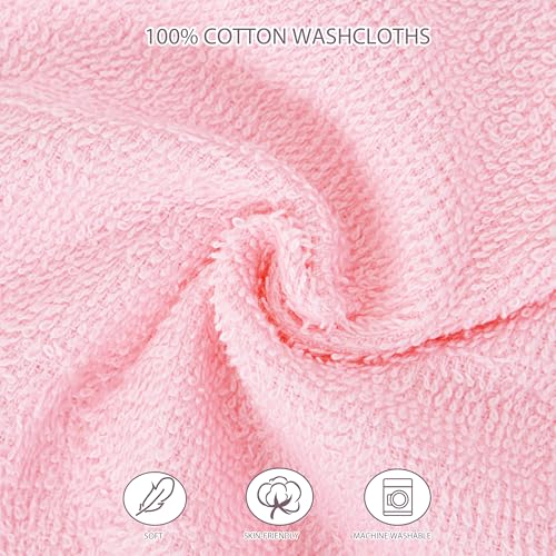Image of 12 Pack Baby Washcloths 100% Cotton - Small Terry Wash Cloths 8 inch x 8 inch Soft Face Washcloth for Hand Body Sensitive Skin Thin Absorbent Wipes for Newborns Infant