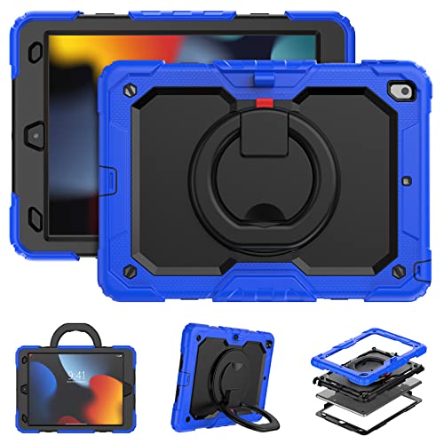 HUEZOE iPad Case 10.2 Inch 2021/2020/2019 Shockproof Full Body Protective Cover with 360 Degree Rotating Stand Shoulder Strap for iPad 9/8/7 - Image 4