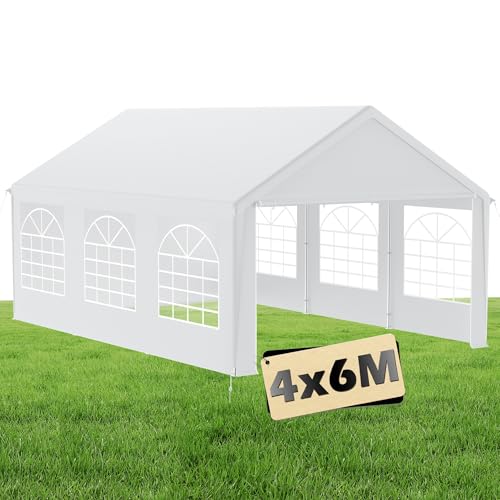 Suusolny Grande tonnelle premium de qualité supérieure - 4 x 6 m - Protection UV - Avec panneaux latéraux - Imperméable - Résistant à l'hiver - Avec...