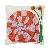 Peking Handicraft Snail's Pace with Pom Pom Eyes Poly Fill Hook Throw Pillow, 16-inch Square, Home Decoration