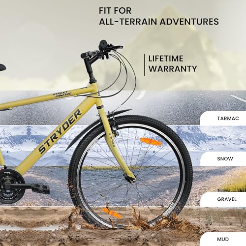 Image of Stryder 26T Street Fire Multispeed Gear Mountain Cycle (Desert::Strom) - V Brake | Rigid Fork | Welded Steel Frame | Alloy Rims | Unisex MTB Bicycle | 85% Assembled (Desert::Strom)