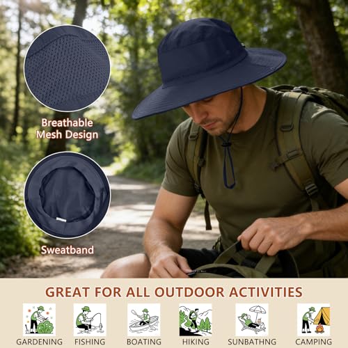 Image of ZOORON Sun Hats for Men Women Fishing Hat with Neck Flap,UPF 50+ Sun Hat Waterproof Wide Brim Bucket Hats for Safari Hiking