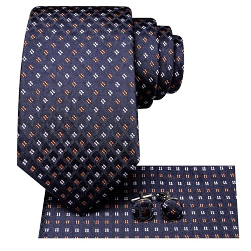 Image of Hi-Tie Men 63inches Tie Set Extra Long Necktie Paisley Tie Pocket Suqare Cufflinks Big and Tall Men Tie