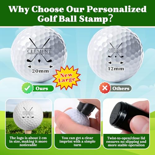 Personalized Large Golf Ball Stamp – 20 mm Logo, with Metal Storage Case, Custom Name or Logo, Reusable Golf Ball Marking, Men's Golf Accessories,... - Image 3