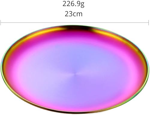 Miniatura 2 de Buyer Star Paquete de 2 platos llanos de metal, acero inoxidable, resistentes, platos redondos de metal de 9 pulgadas, aptos para lavavajillas, sin