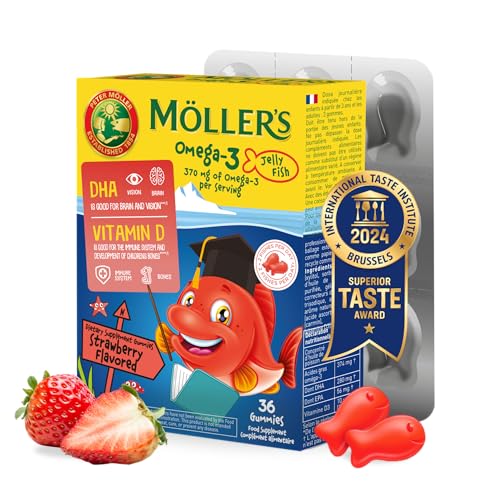 Moller’s Omega 3 Jellies for Children, Strawberry, 36 Capsules